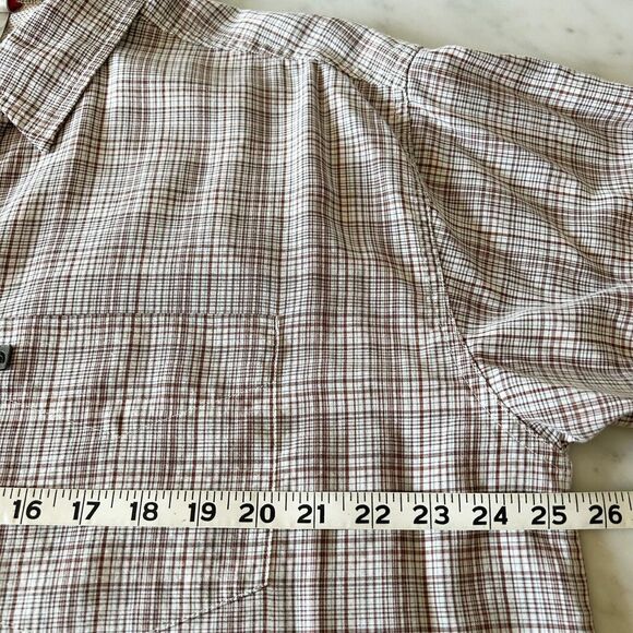 The North Face Plaid Button-Front Short Sleeve Camp Shirt White Brown - Men's XL - Picture 6 of 9